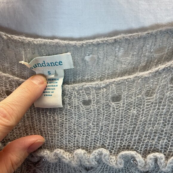 Sundance Mohair Sweater Size S Delicate Gray Lightweight Sequins‎ embellished - Picture 4 of 8